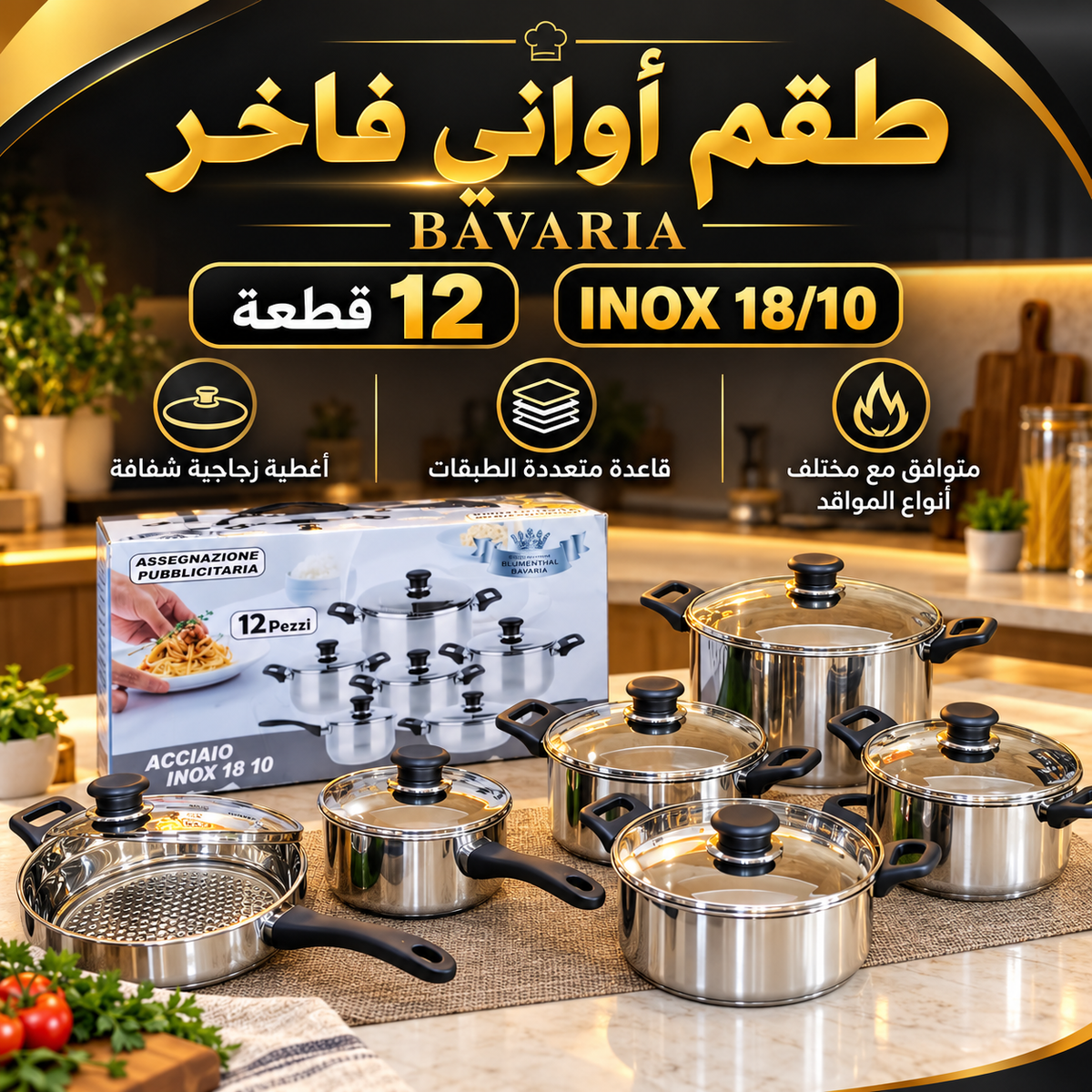 batterie de cuisine bavaria 12 pieces