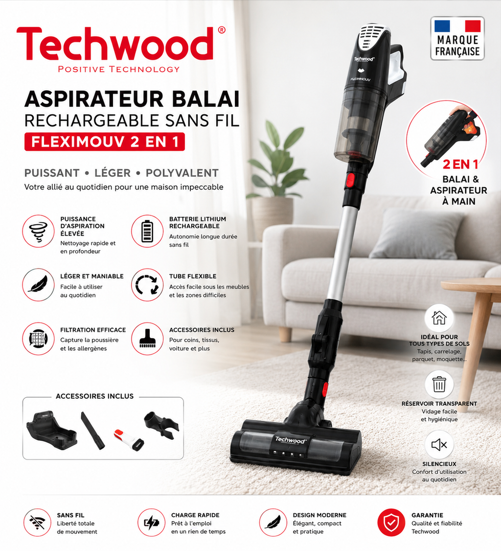 Aspirateur techwood sans Fil